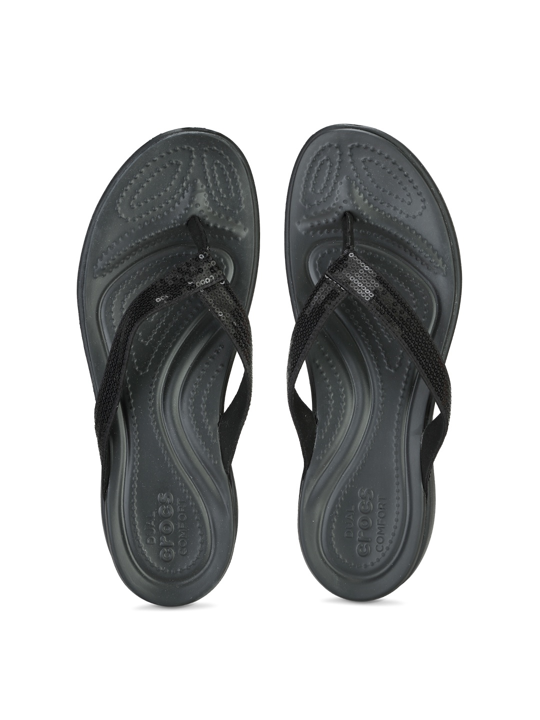 

Crocs Capri Women Black Sequinned Flip-Flops