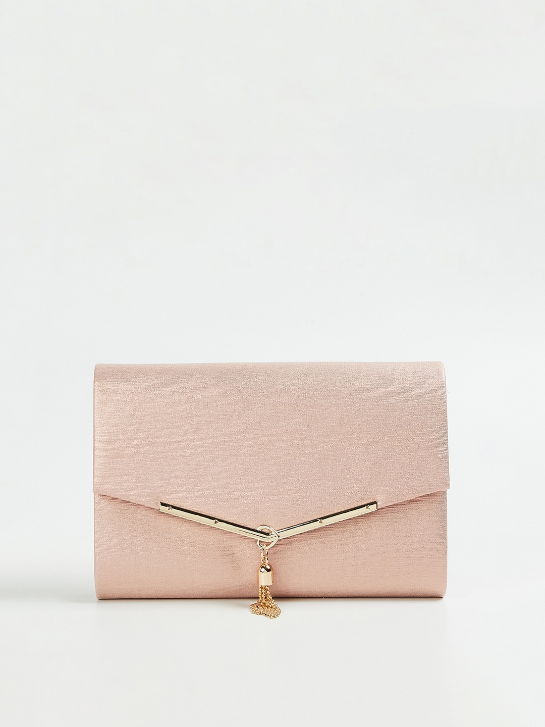 

CODE by Lifestyle Pink Textured Structured Sling Bag with Tasselled