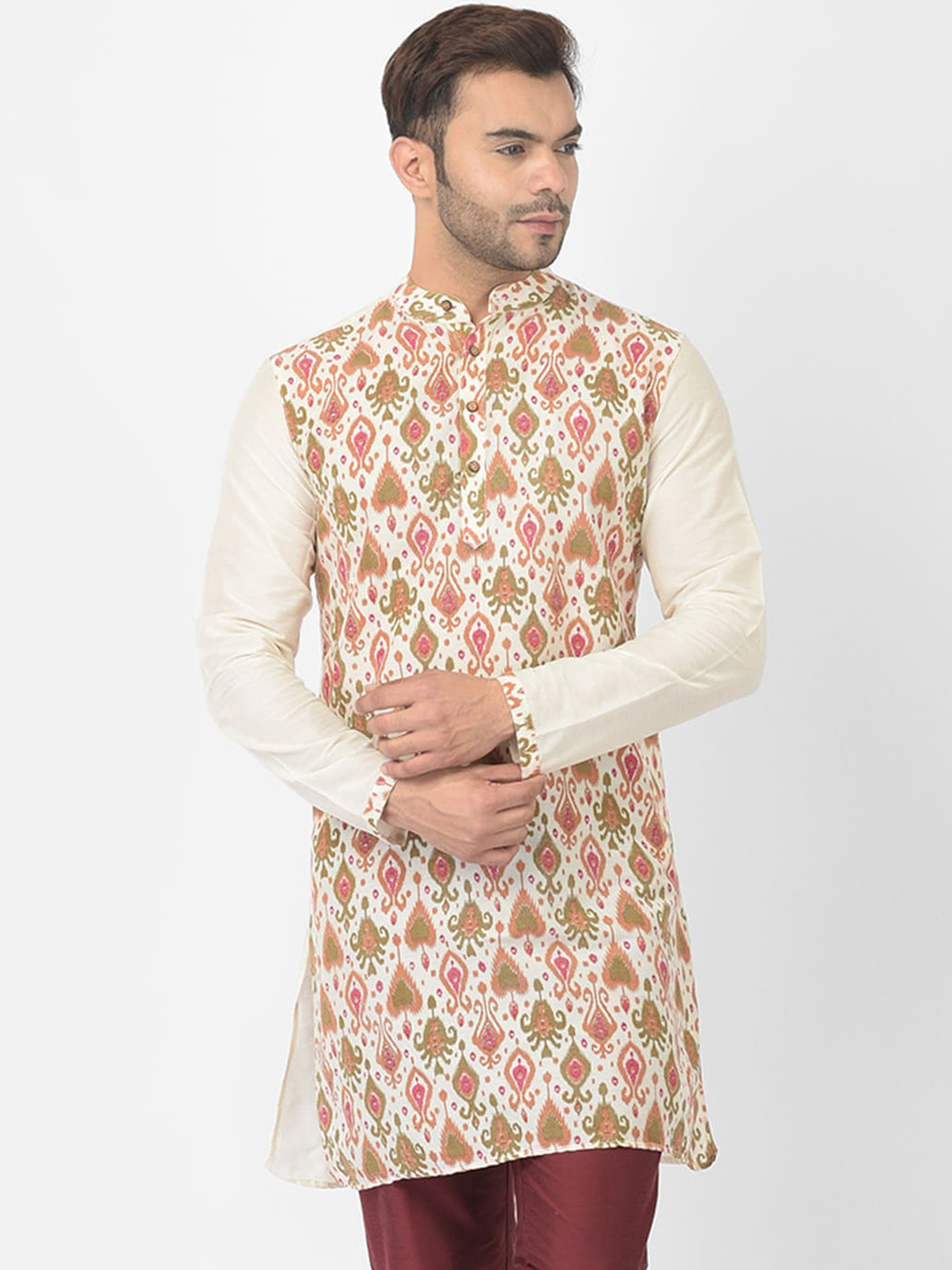 

DEYANN Men Off White Ethnic Motifs Printed Kurta