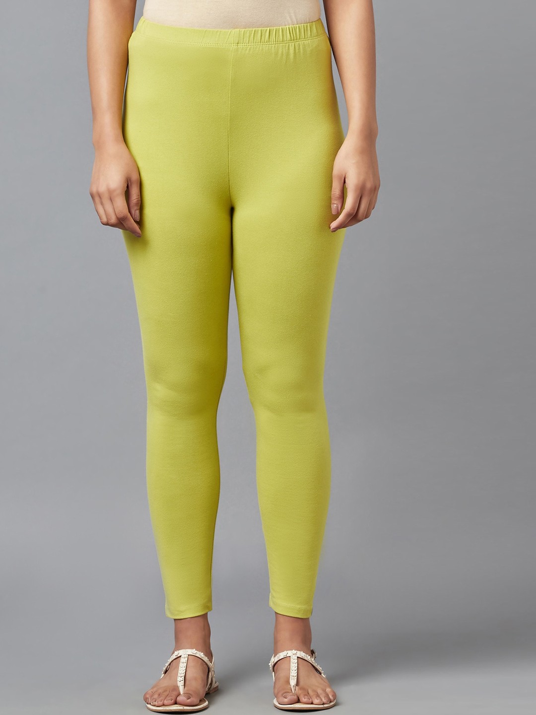 

elleven Solid Cotton Leggings, Green