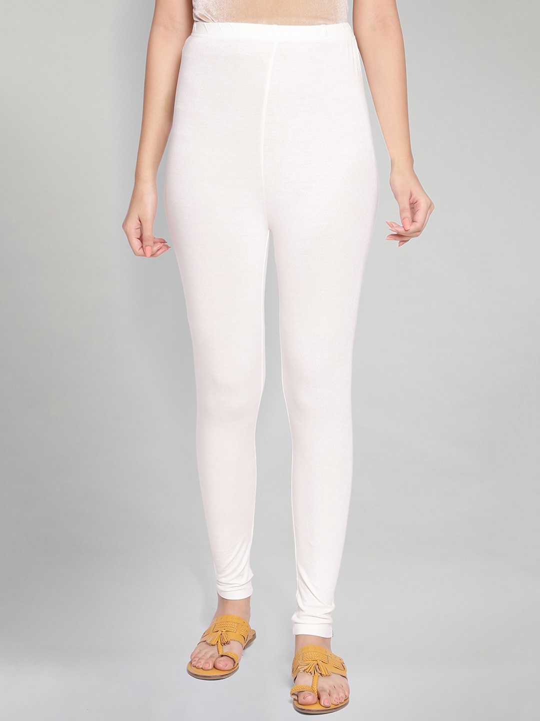 

elleven Women White Solid Churidar Length Leggings