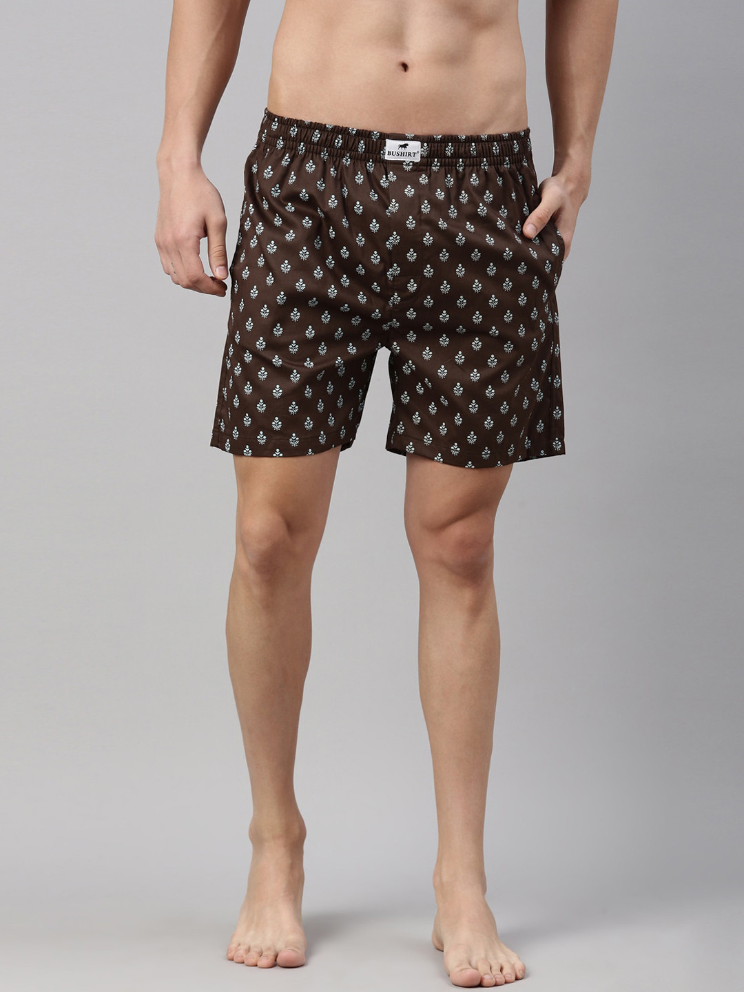 

Bushirt Men Grey Printed Cotton Boxers