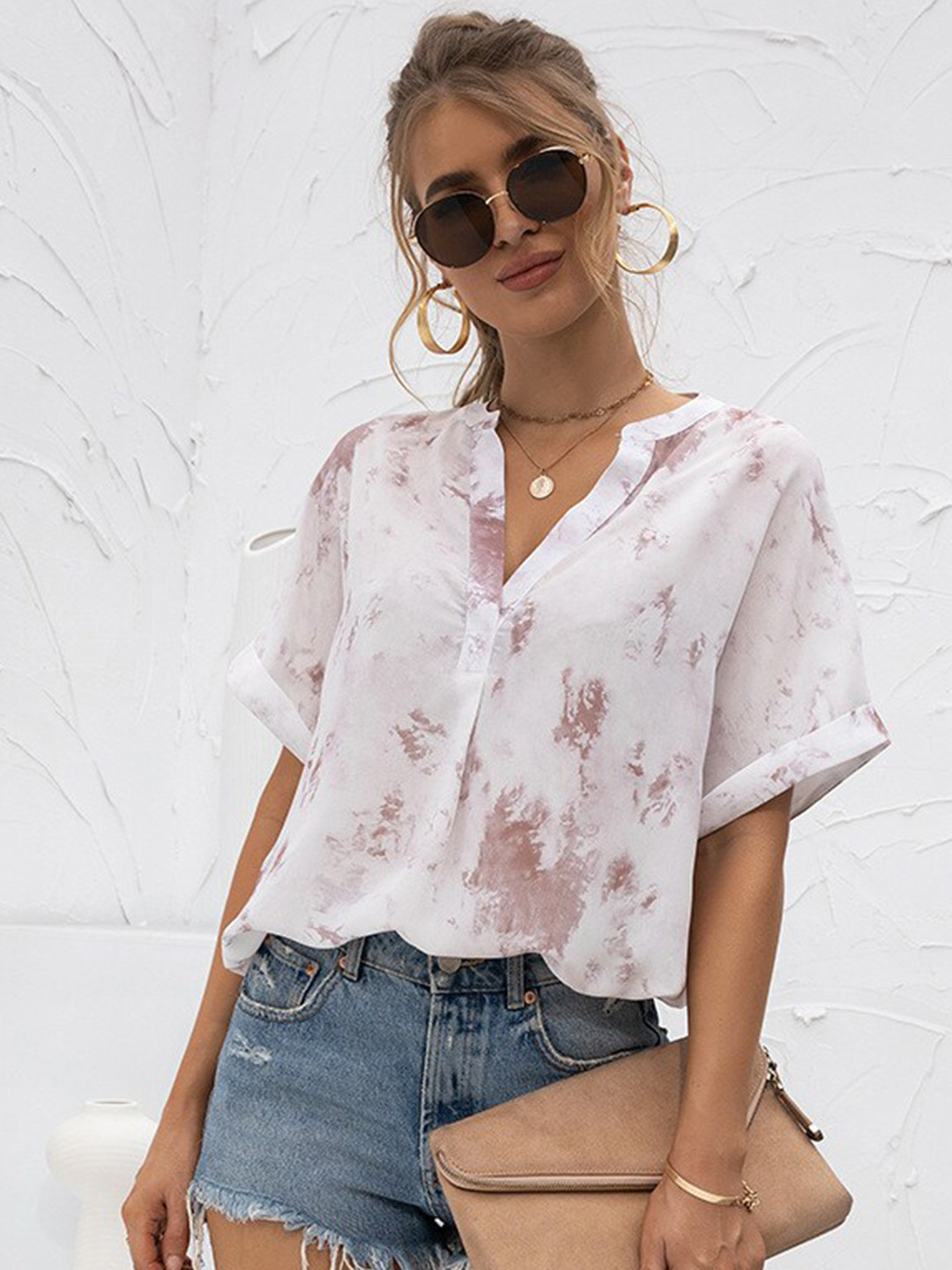 

BoStreet White Print Shirt Style Top