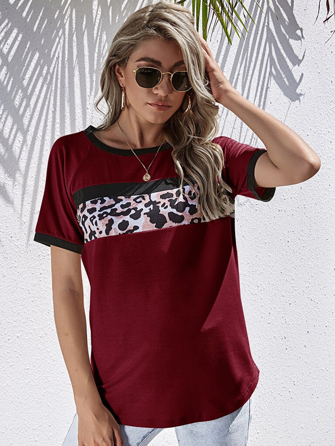 

BoStreet Women Maroon Animal Print Top