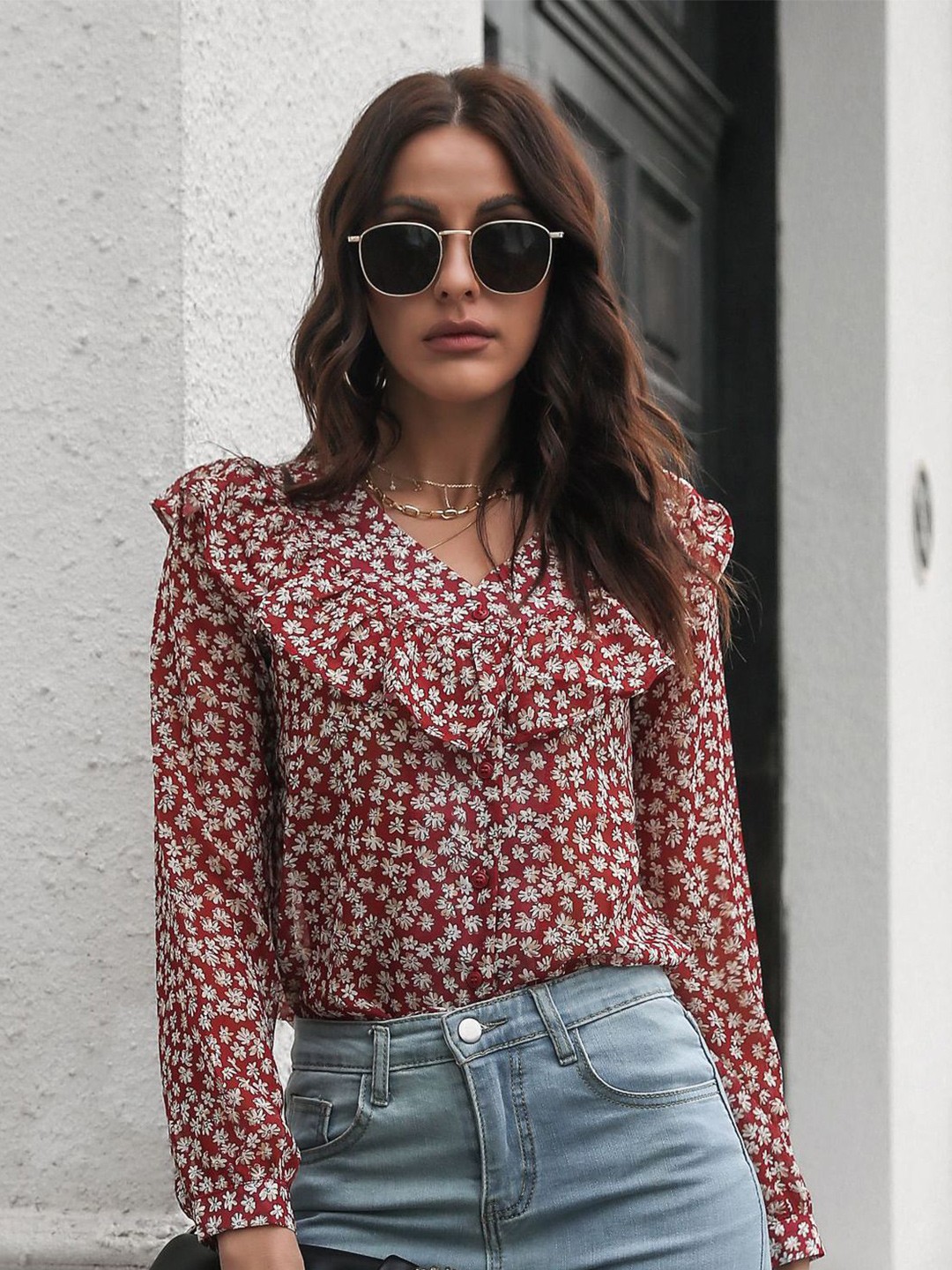 

BoStreet Women Maroon Floral Printed Top