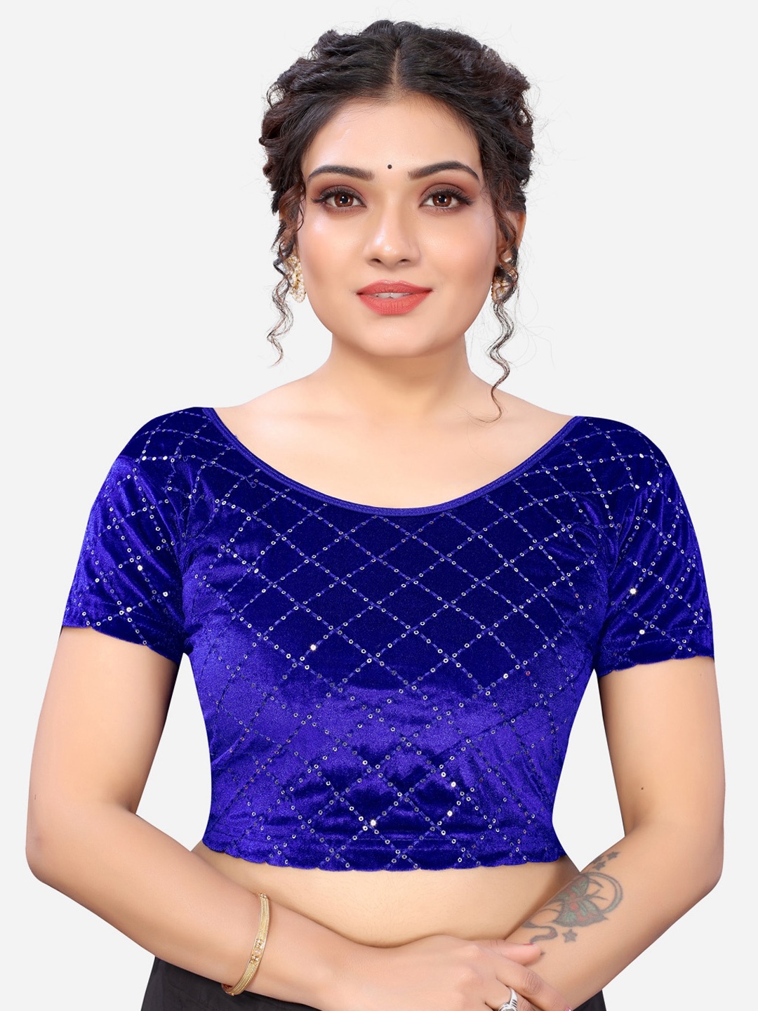 

SIRIL Blue Sequinned Embellished Saree Blouse