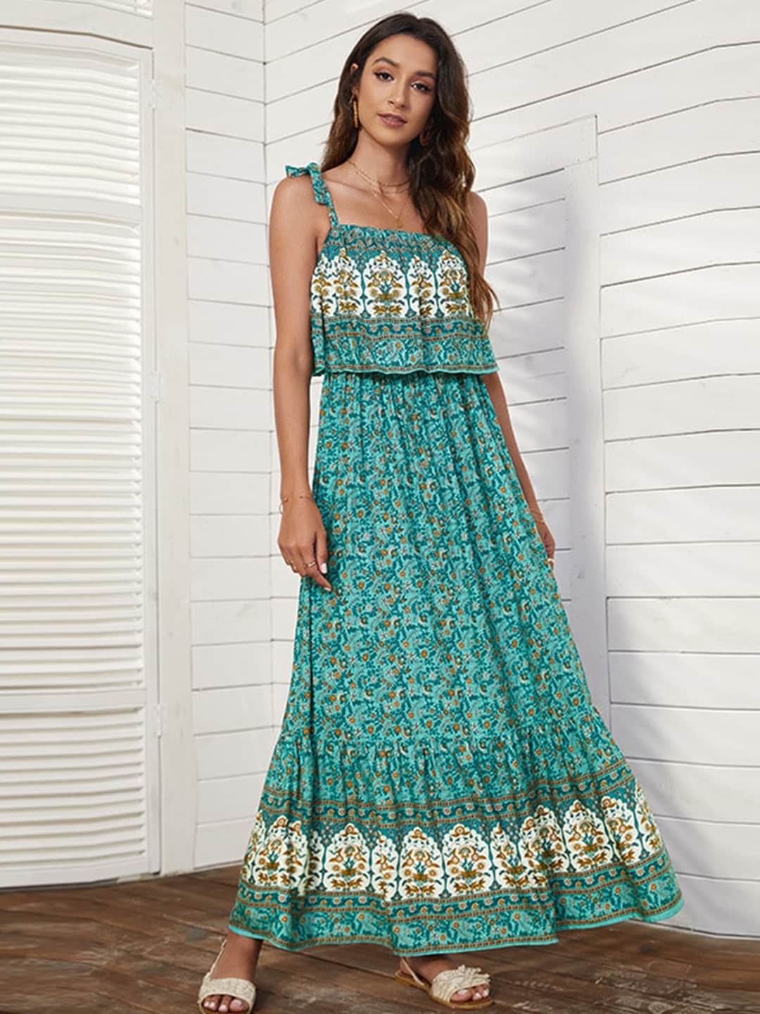 

BoStreet Women Blue Floral Maxi Dress