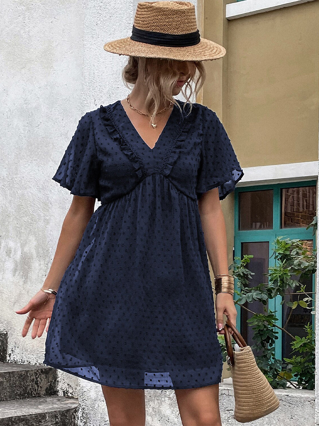 

BoStreet Women Navy Blue A-Line Dress