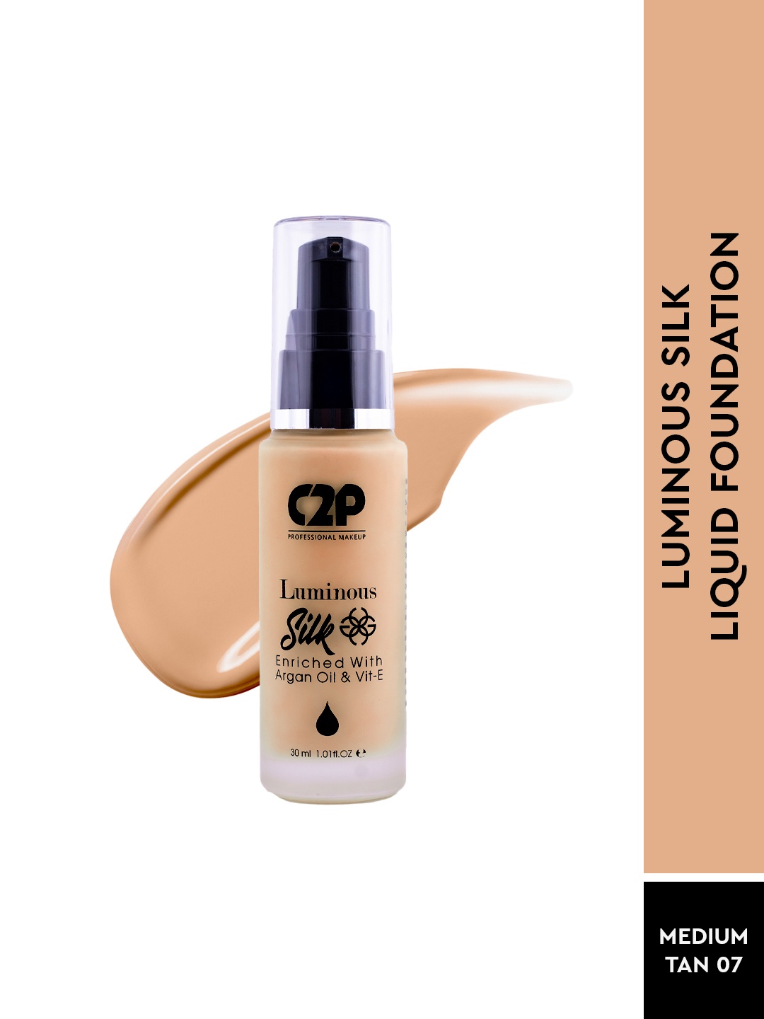 

C2P PROFESSIONAL MAKEUP Luminous Silk Liquid Foundation with Argan Oil - Medium Tan 07, Beige