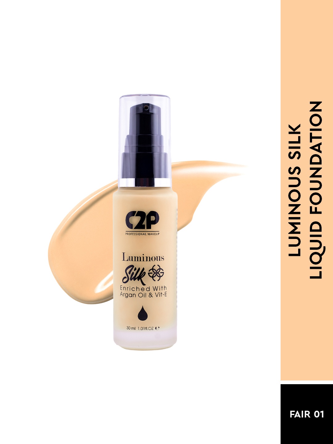 

C2P PROFESSIONAL MAKEUP Luminous Silk Liquid Foundation with Argan Oil - Fair 01, Beige