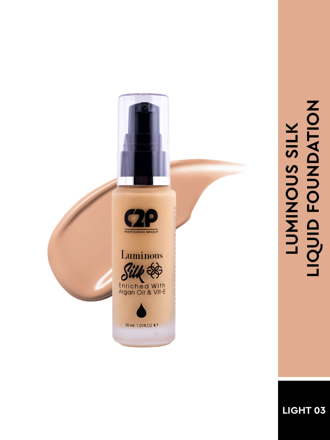 

C2P PROFESSIONAL MAKEUP Luminous Silk Liquid Foundation with Argan Oil - Light 03, Beige