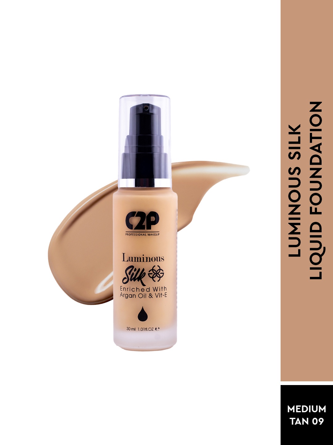 

C2P PROFESSIONAL MAKEUP Luminous Silk Liquid Foundation with Argan Oil - Medium Tan 09, Beige