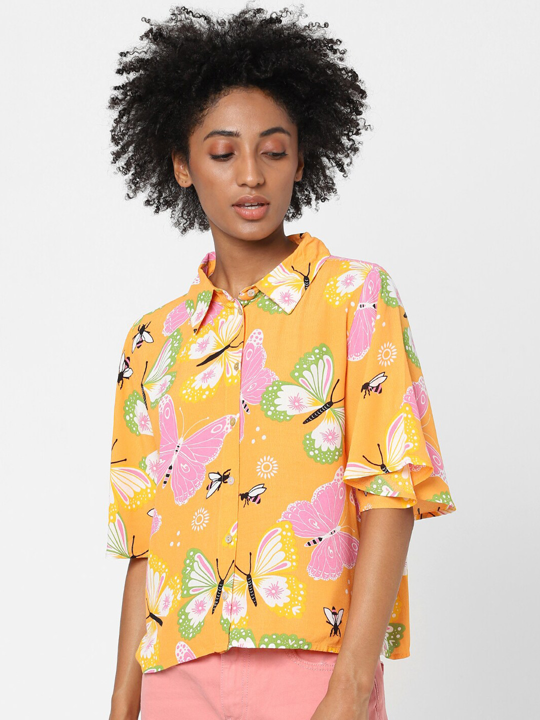 

ONLY Women Orange Printed Casual Shirt