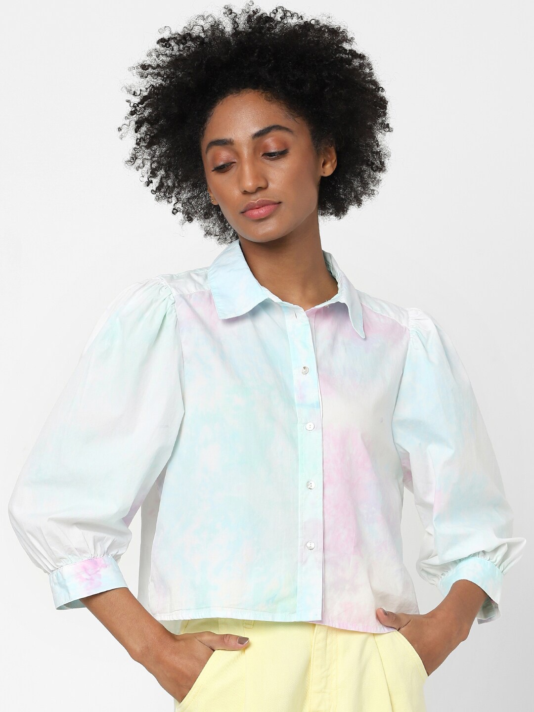 

ONLY Women Blue Printed Cotton Casual Shirt