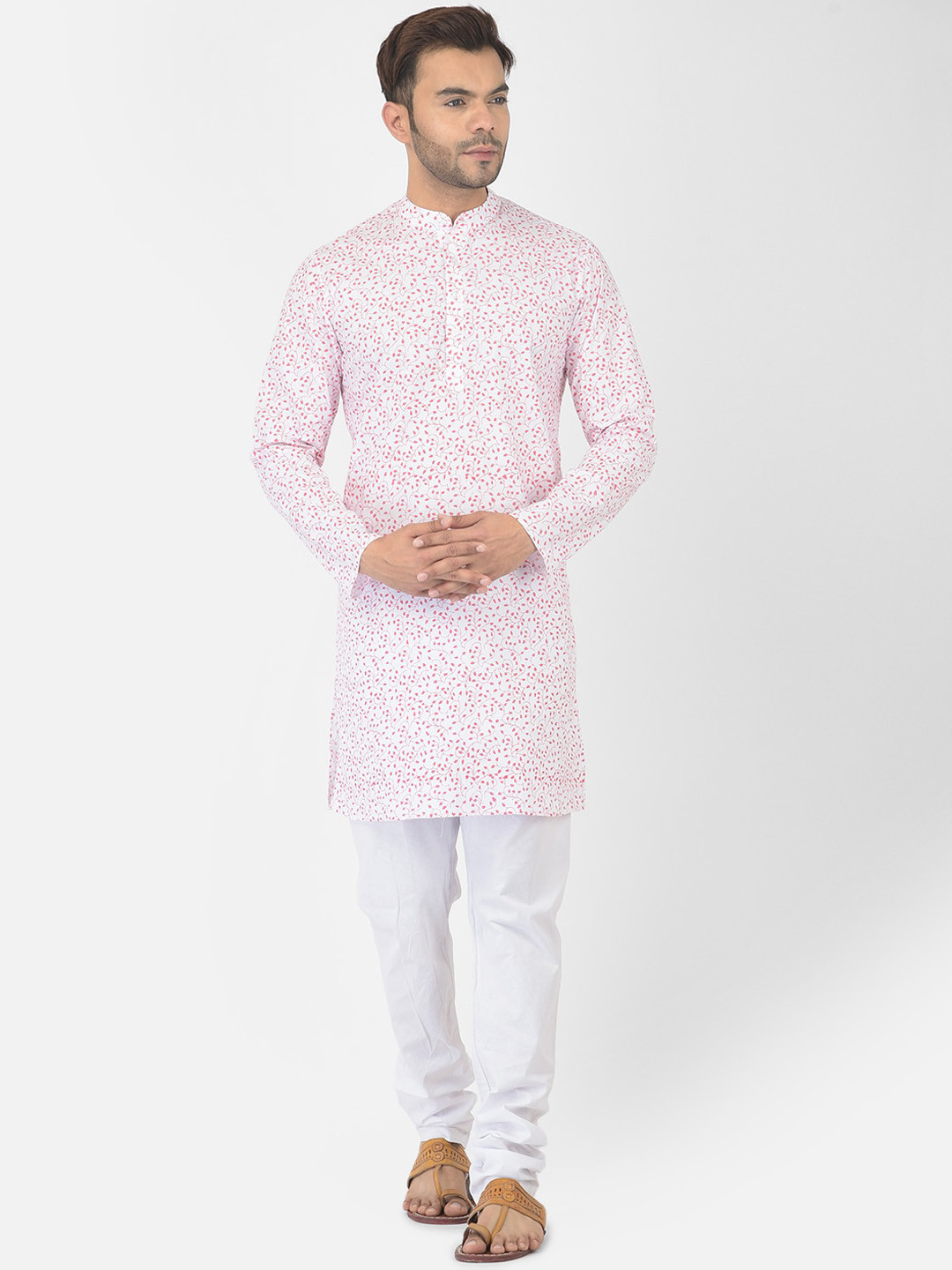 

DEYANN Men White Printed Pure Cotton Kurta with Pyjamas
