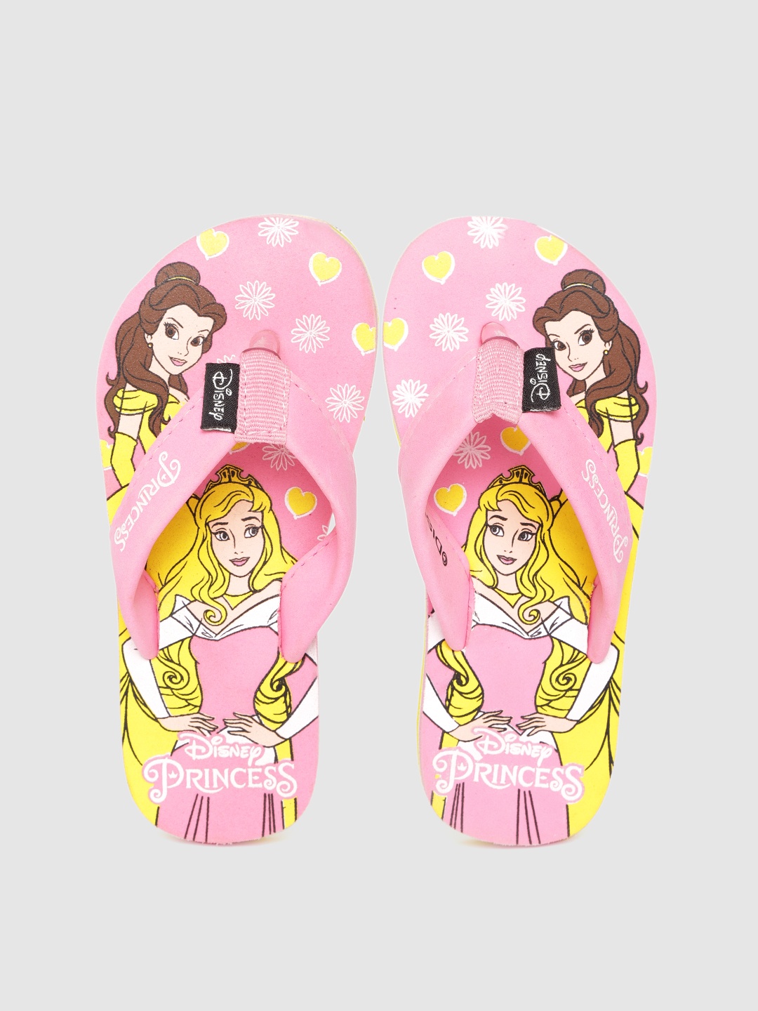 

toothless Girls Pink & Yellow Disney Princess Printed Rubber Thong Flip-Flops