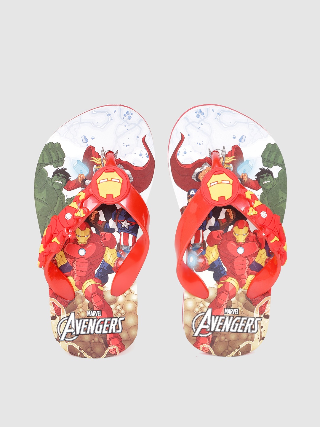 

toothless Boys Red Avengers Printed Rubber Thong Flip-Flops