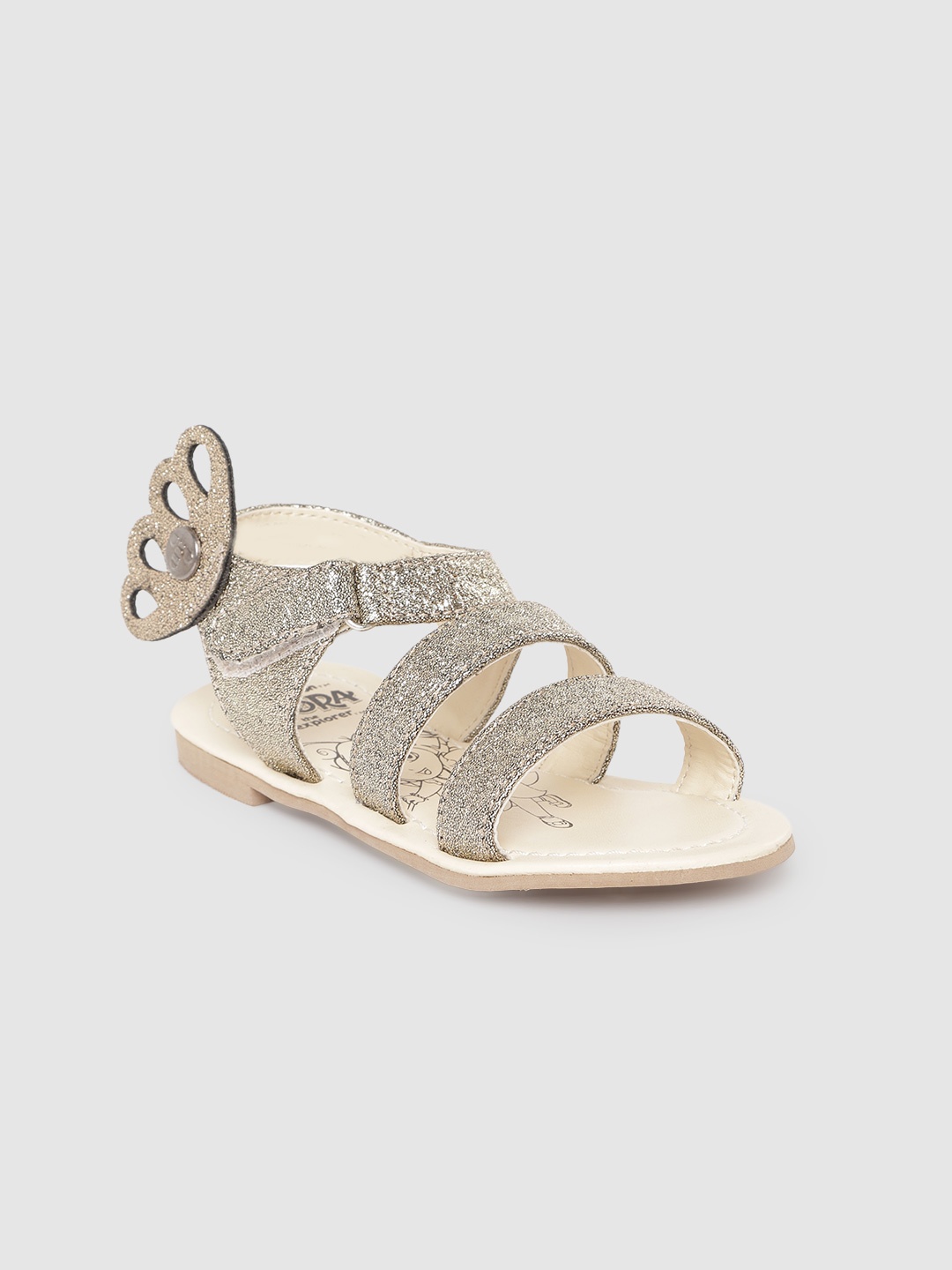

toothless Girls Grey Metallic Dora Embellished Party Fashion Sandals