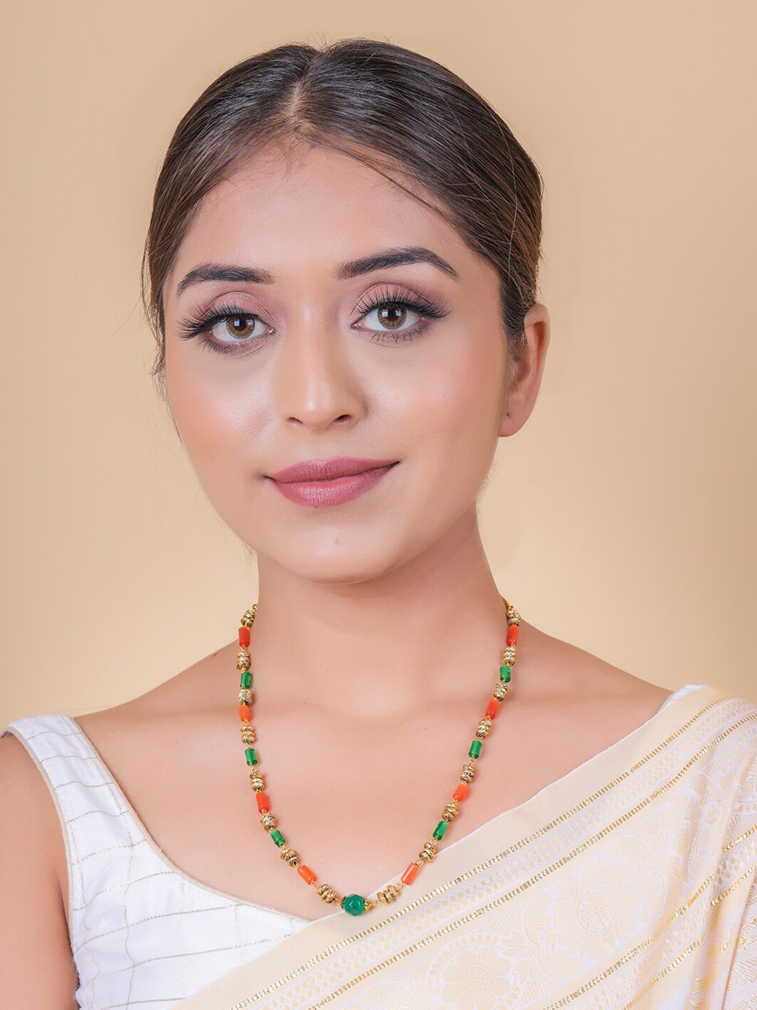 

Brandsoon Orange & Green Brass Necklace