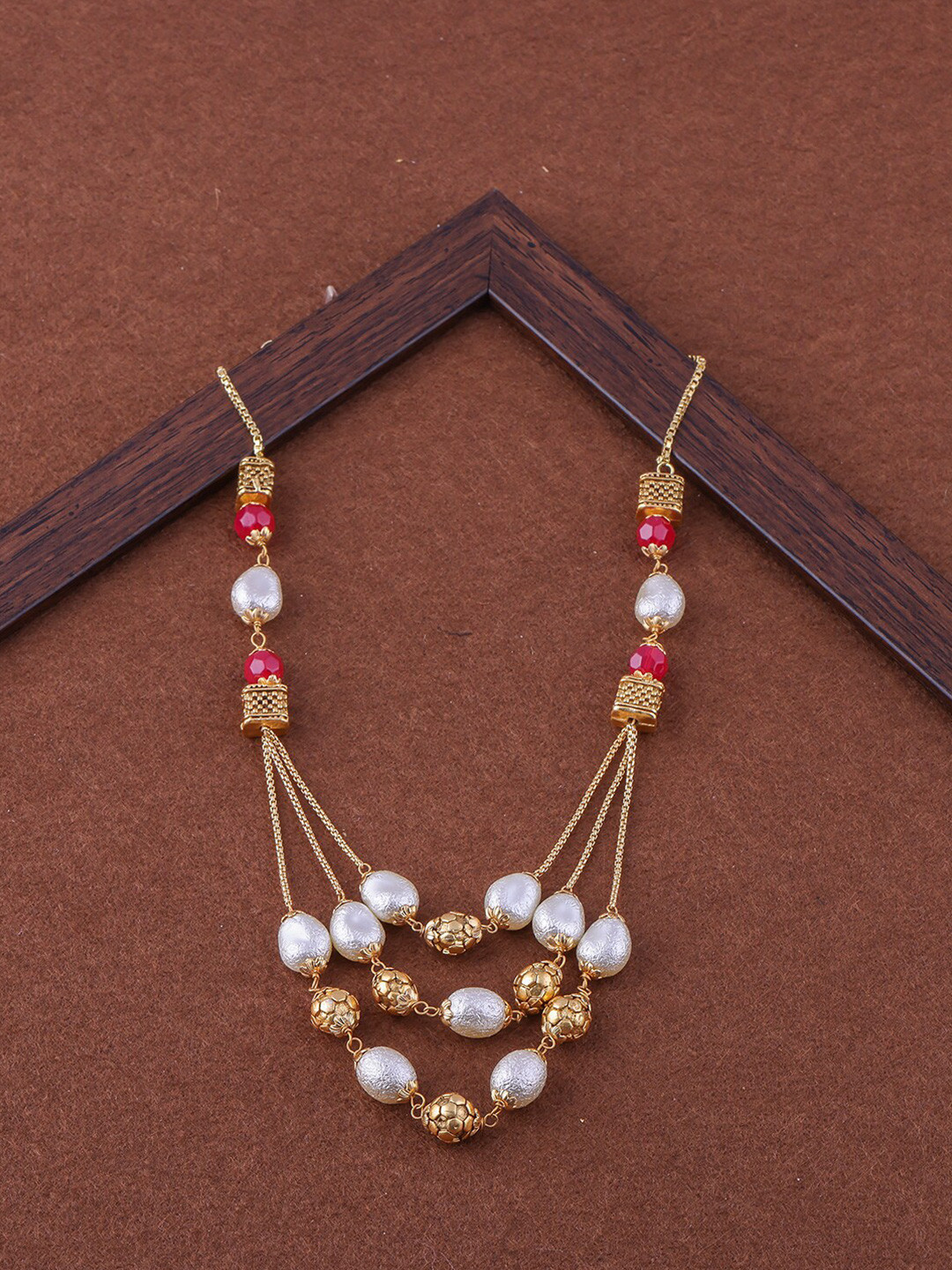 

Brandsoon Women Gold-Toned & Pink Brass Necklace