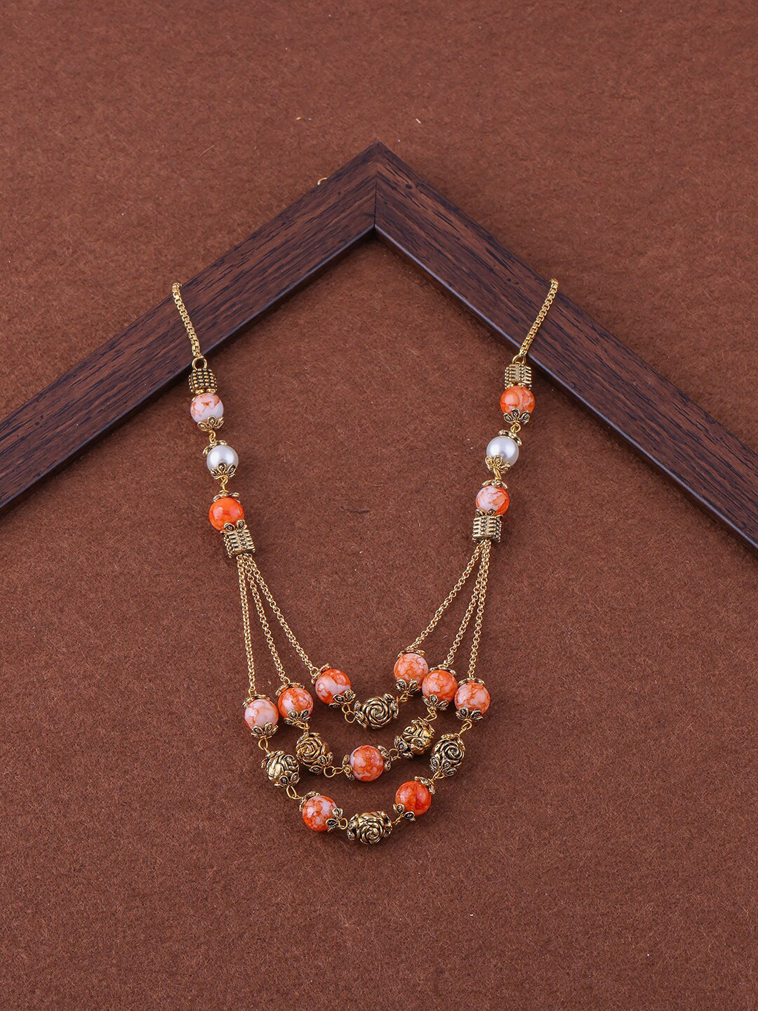 

Brandsoon Gold-Toned & Orange Brass Necklace