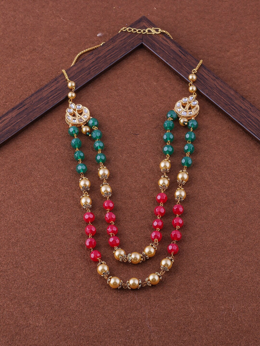 

Brandsoon Gold-Toned & Green Beaded Brass Necklace