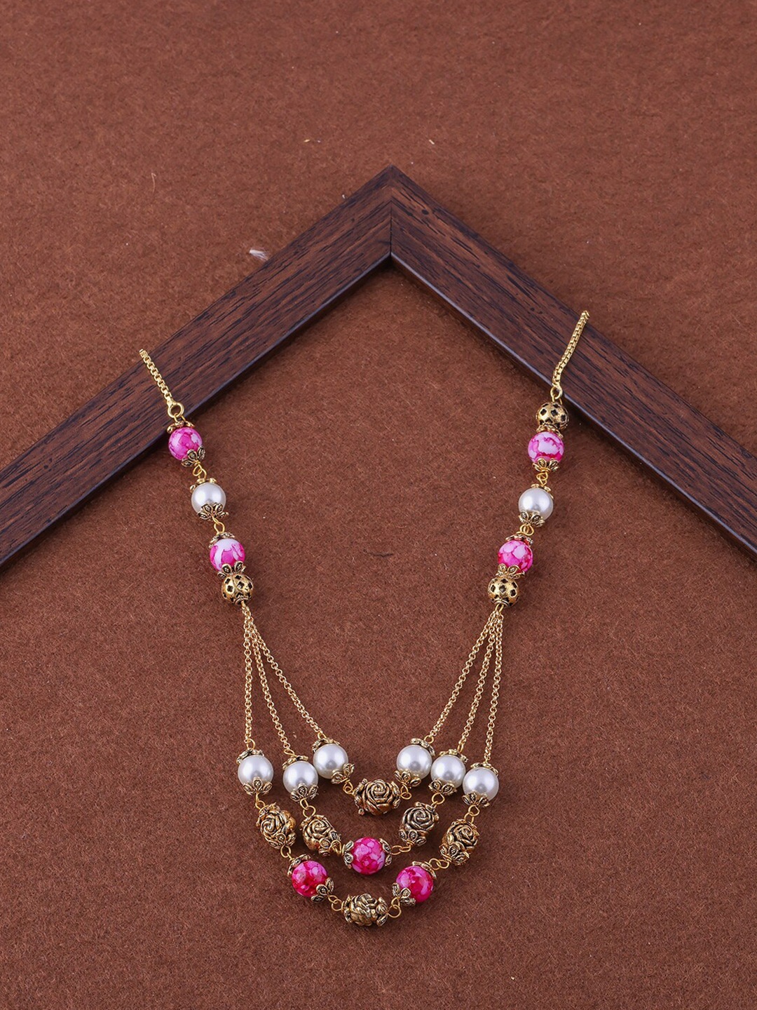 Brandsoon Women Gold-Toned & White Brass Necklace