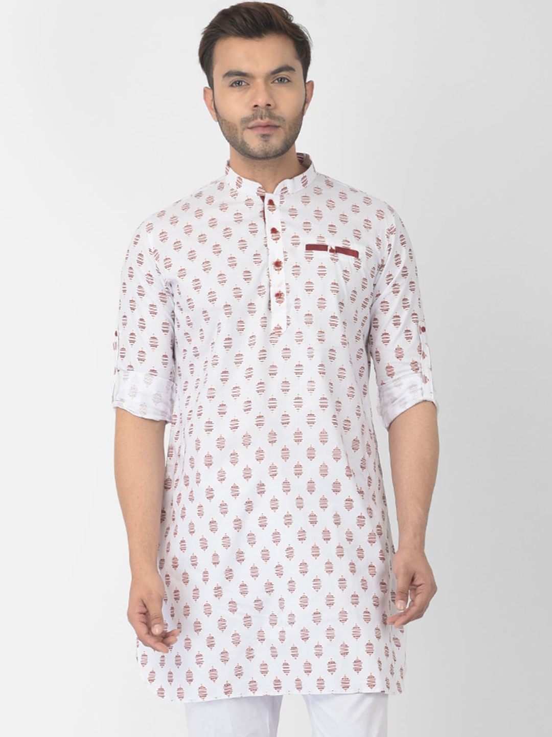 

DEYANN Men White Ethnic Motifs Printed Kurta