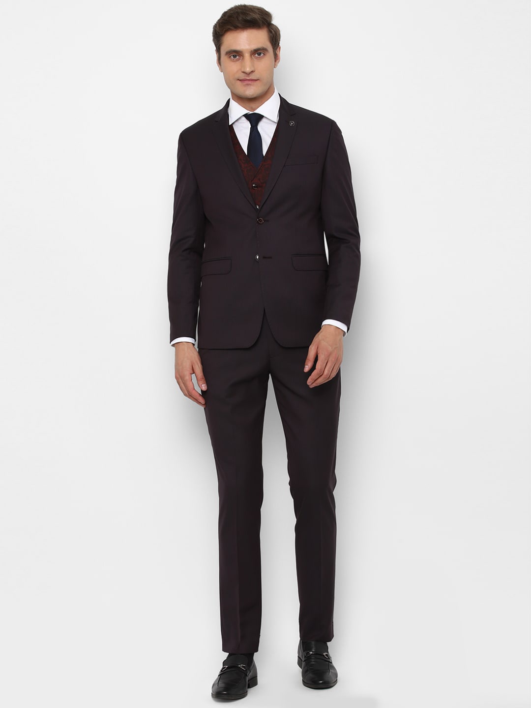 

Allen Solly Men Brown Solid Single-Breasted Slim-Fit 3-Piece Suit
