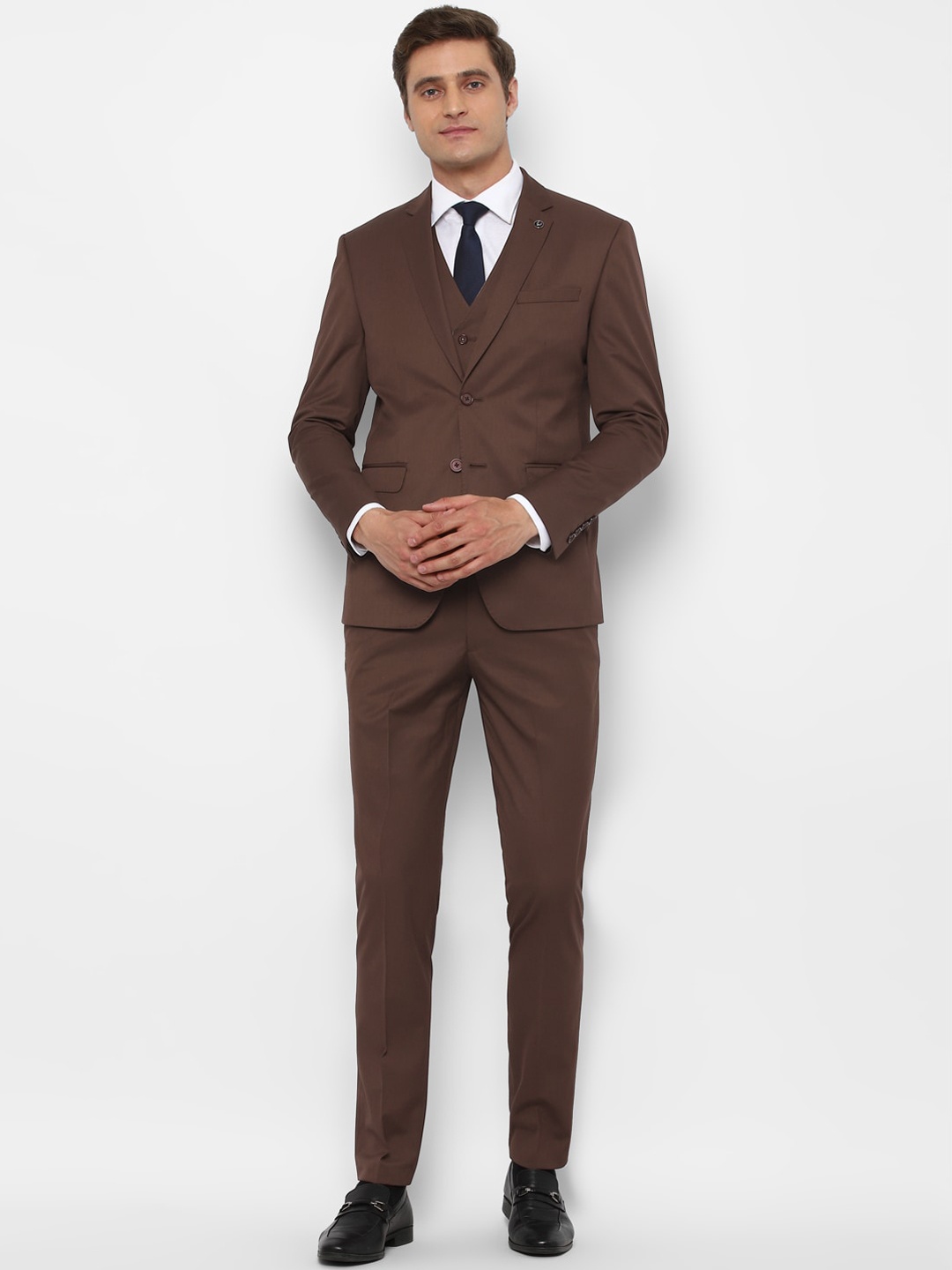 

Allen Solly Men Brown Solid Single-Breasted Slim-Fit 3-Piece Formal Suit