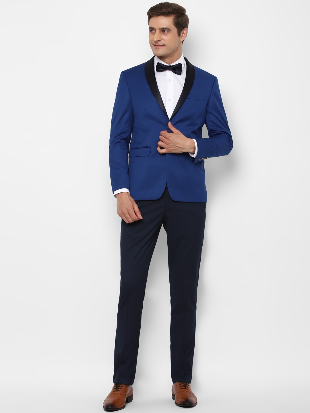 

Allen Solly Men Blue Solid Slim Fit Two Piece Formal Suit