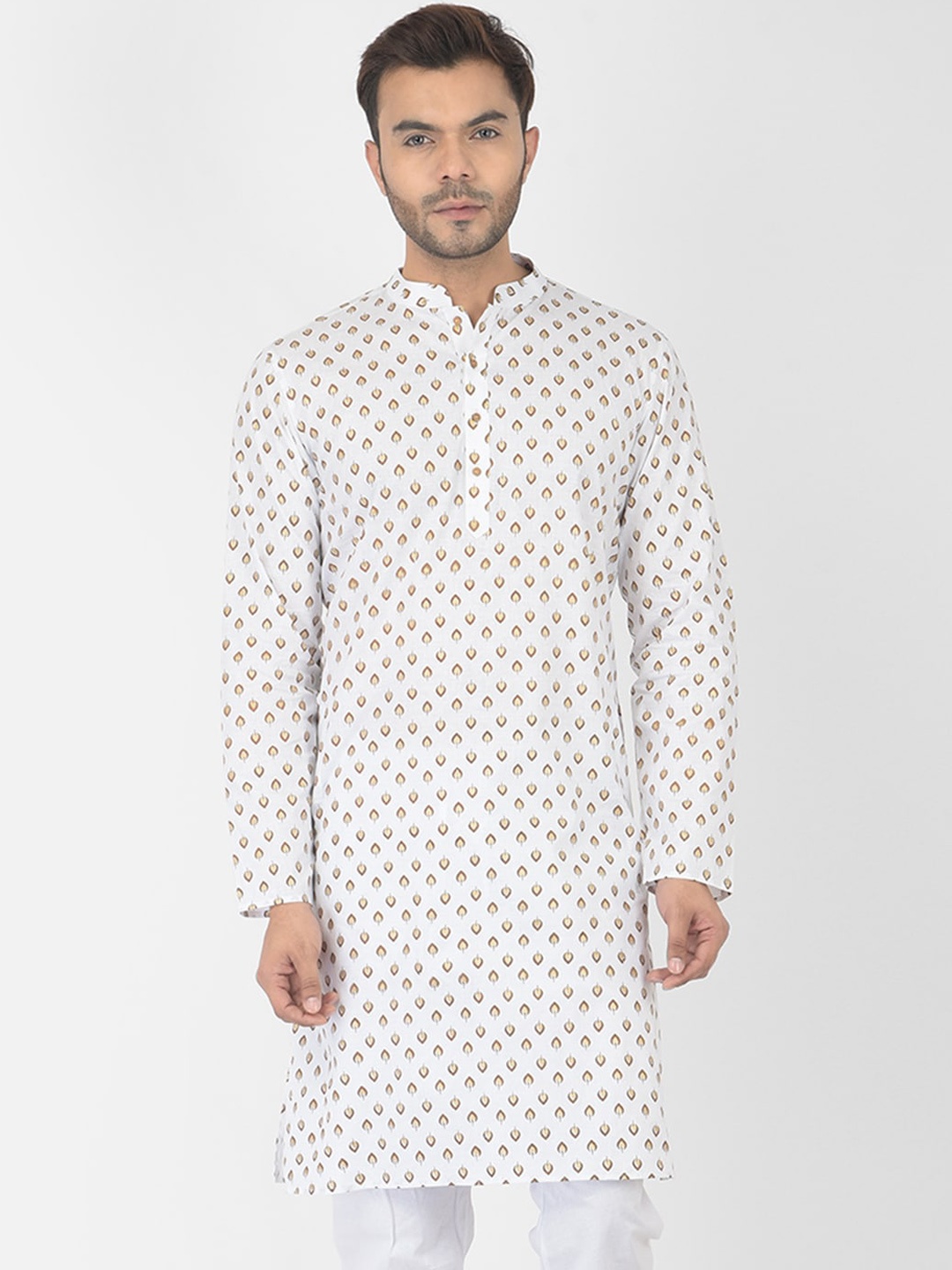 

DEYANN Men White Printed Kurta