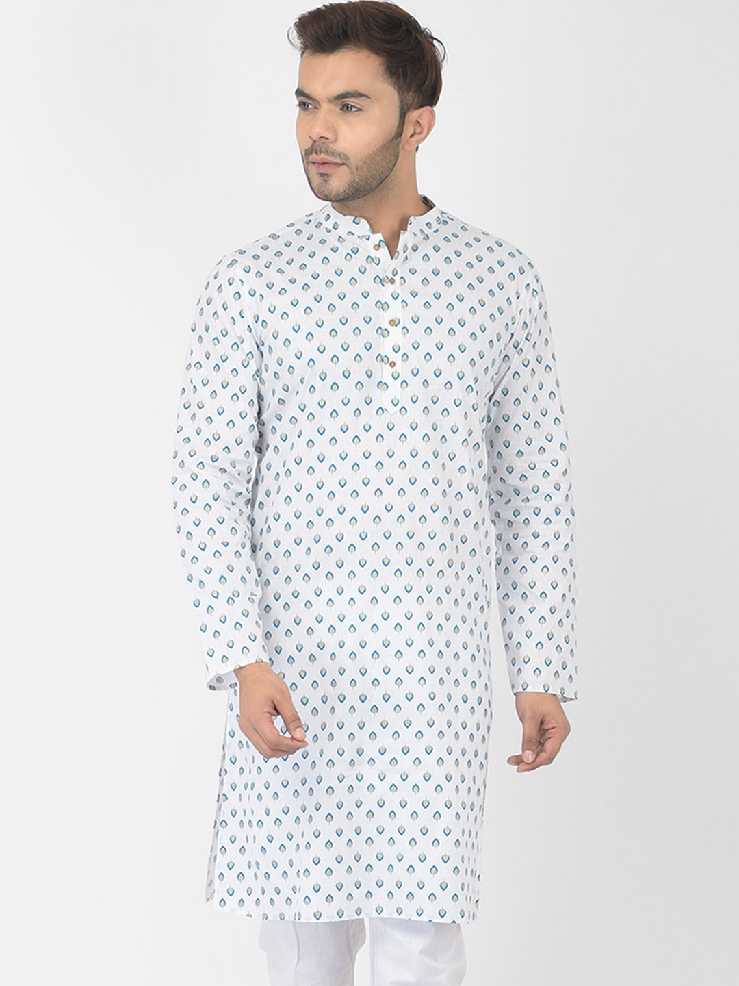 

DEYANN Men White Ethnic Motifs Printed Kurta