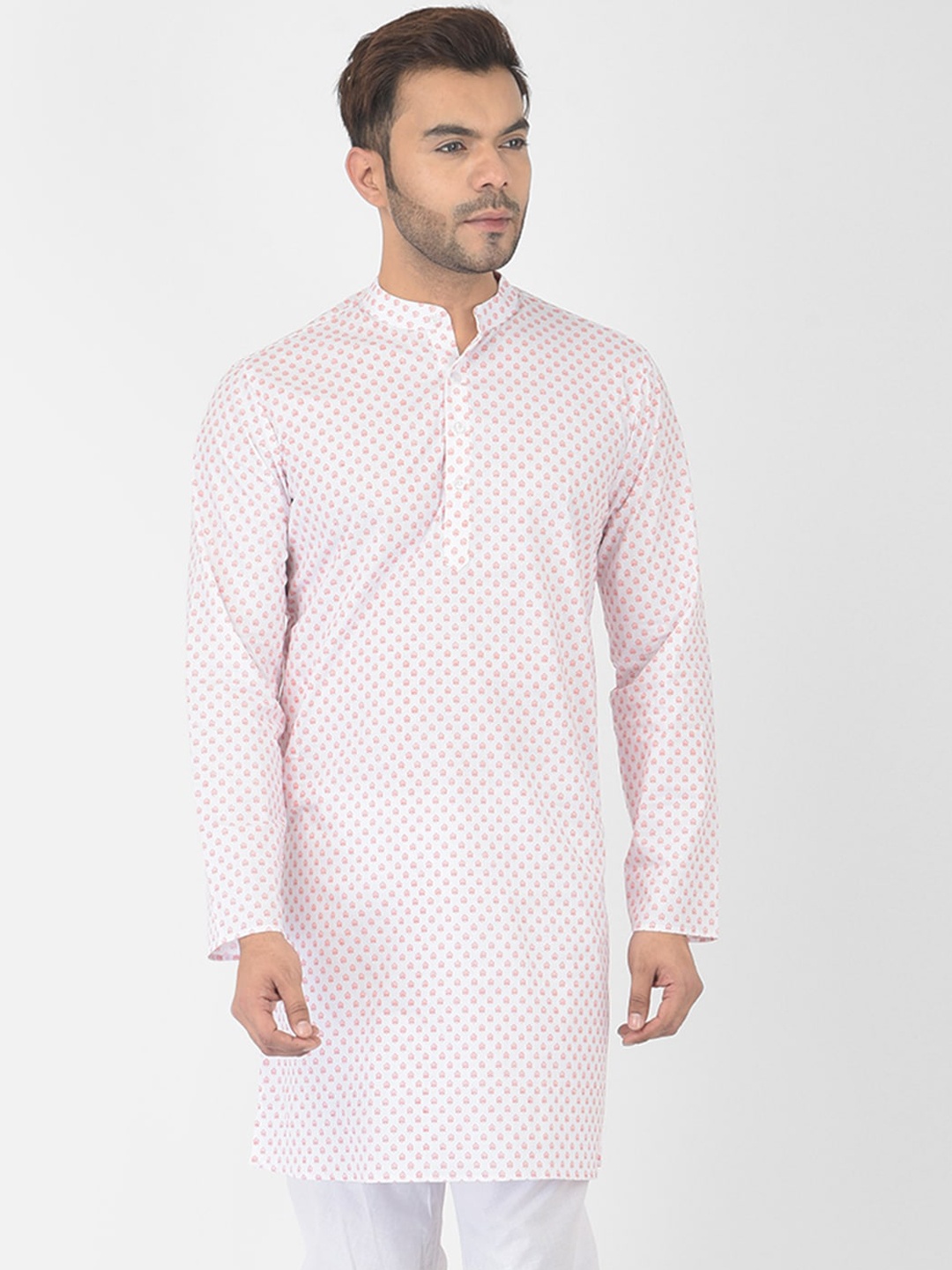 

DEYANN Men White Geometric Kurta