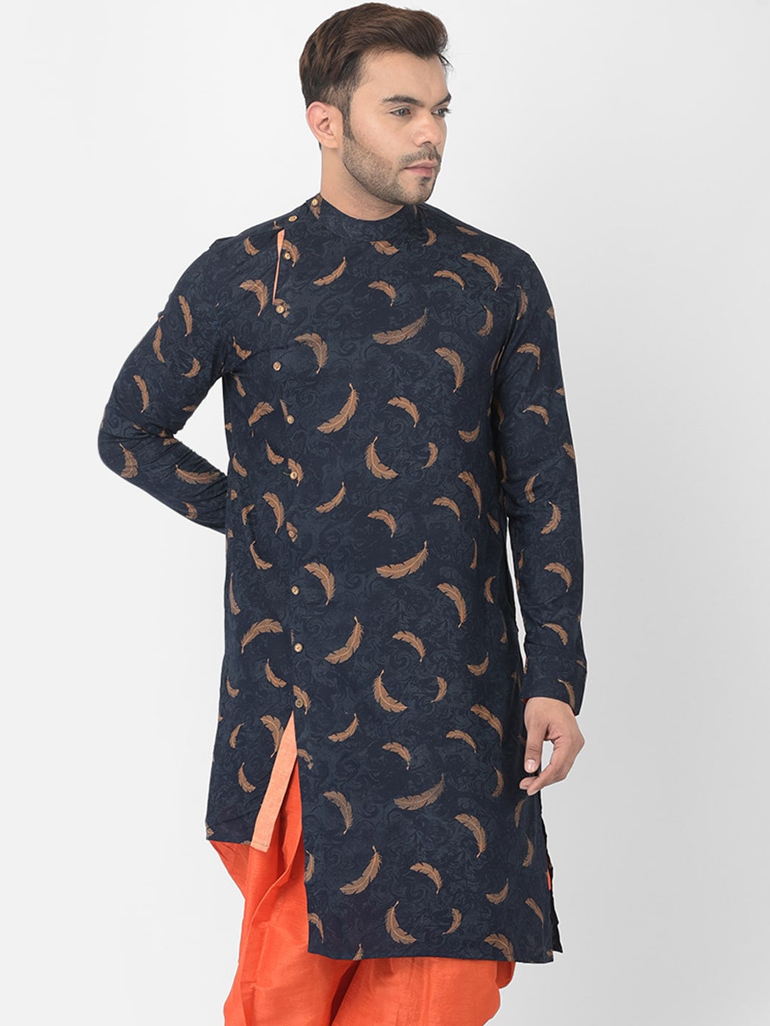 

DEYANN Men Navy Blue Quirky Kurta