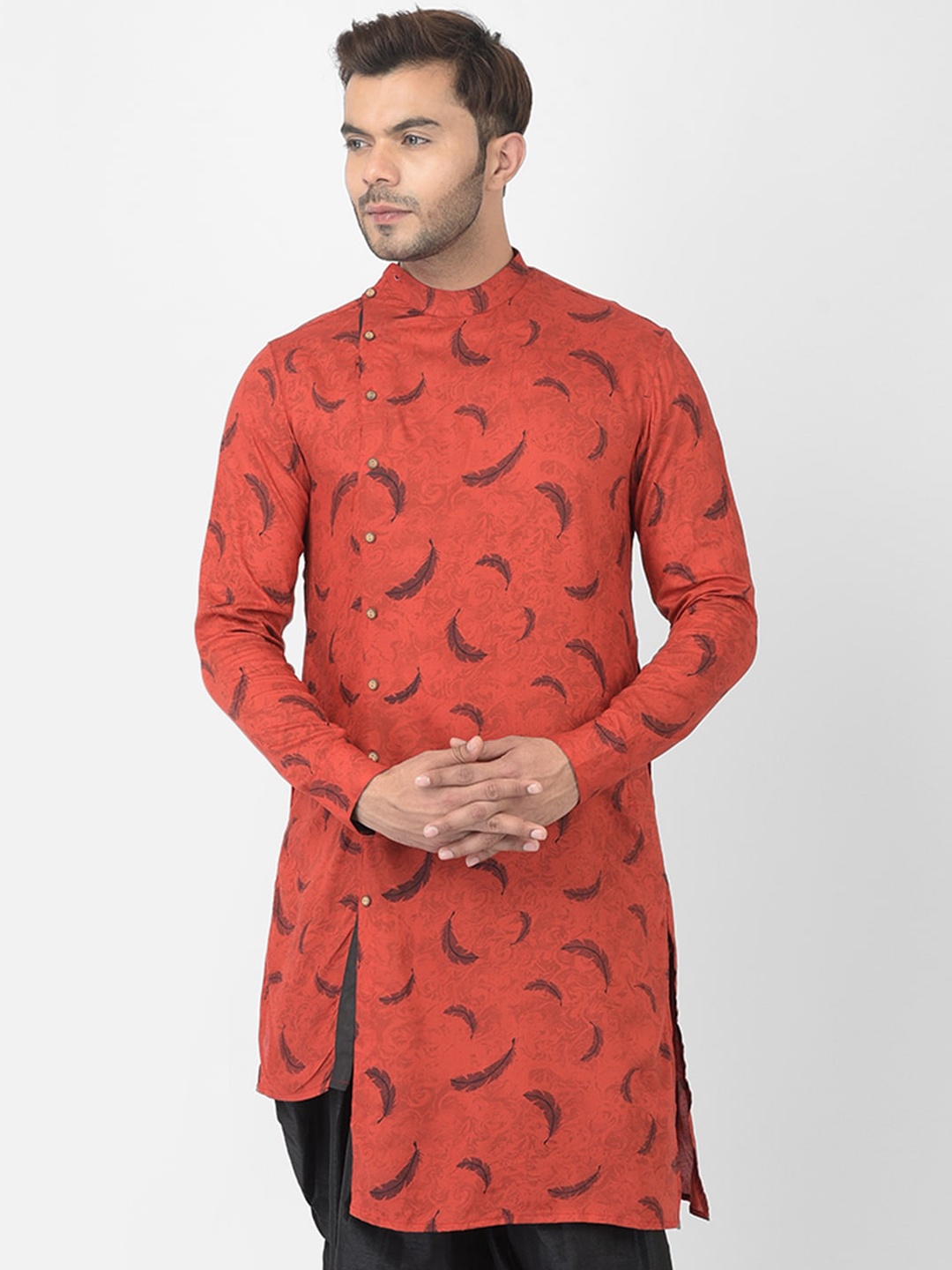 

DEYANN Men Red Quirky Printed Kurta