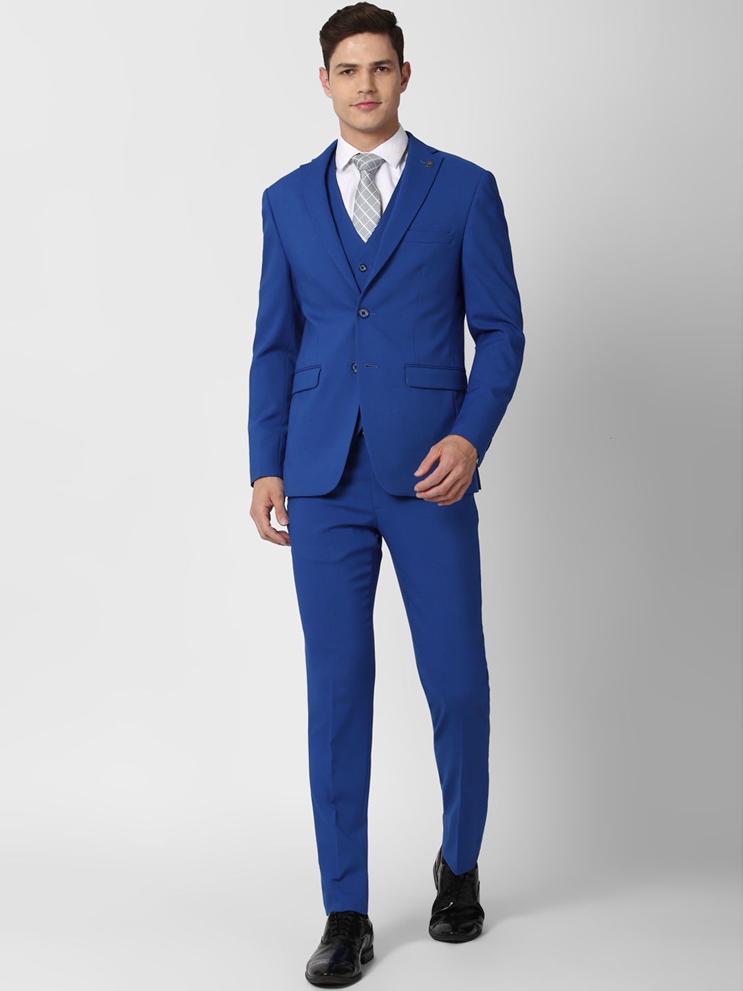 

Peter England Elite Men Blue Solid Single-Breasted Slim-Fit 3-Piece Formal Suit