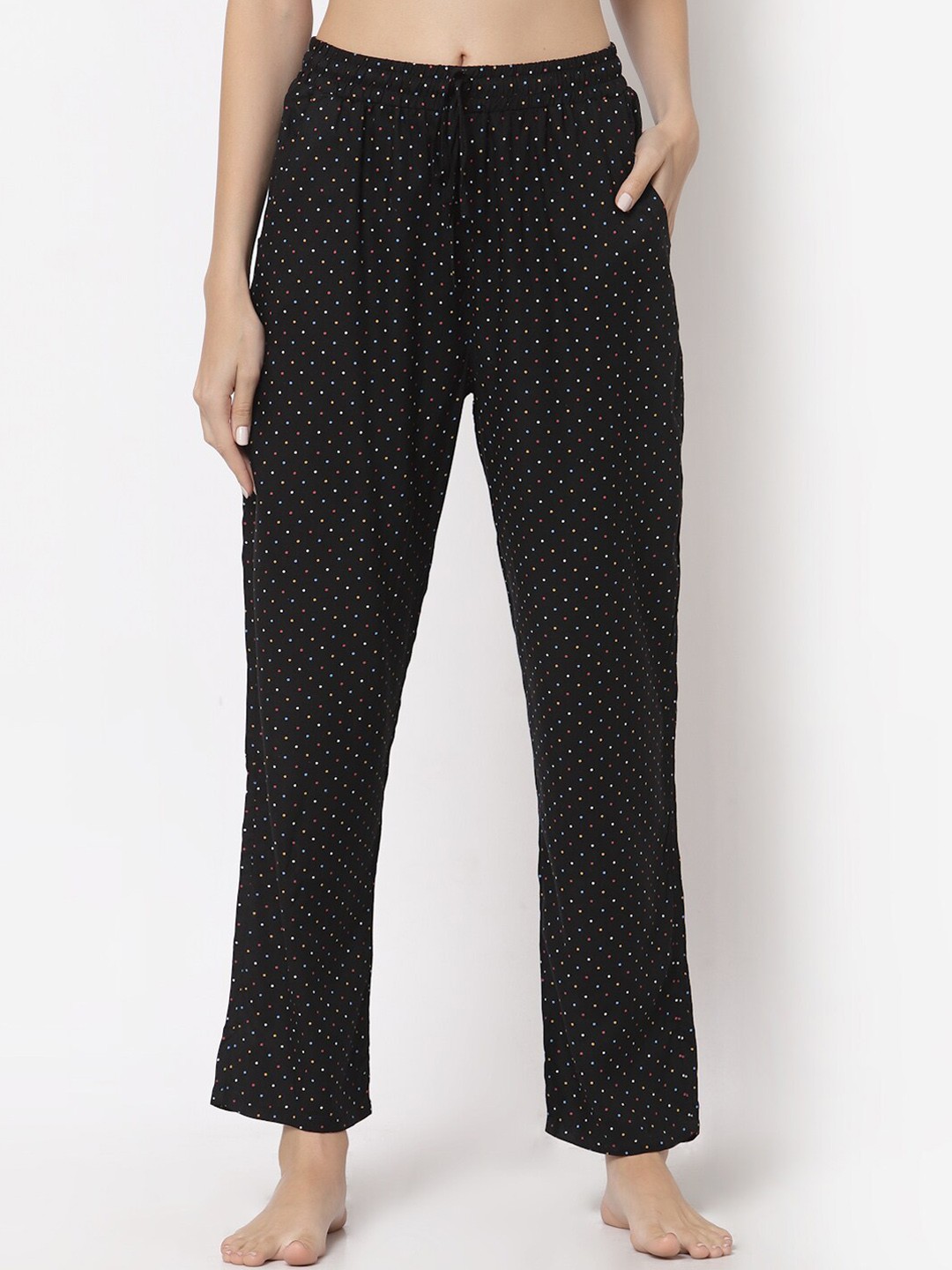 

Sweet Dreams Women Black & Blue Printed Lounge Pants