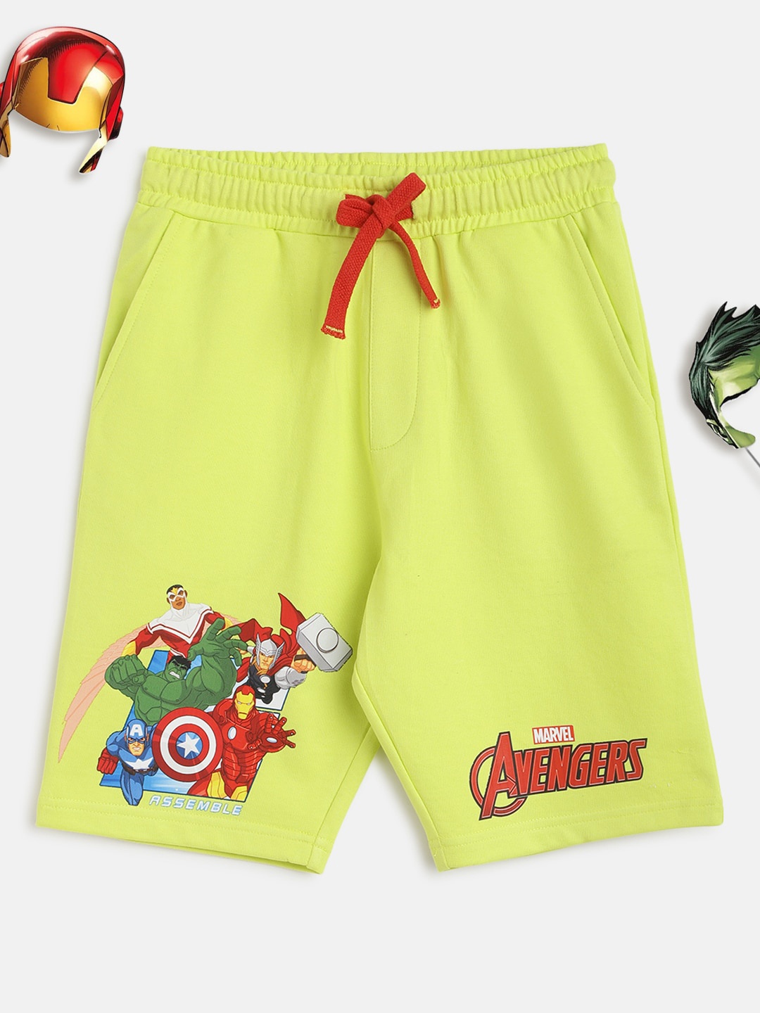 

Lil Tomatoes Boys Lime Green Printed Avengers Outdoor Shorts