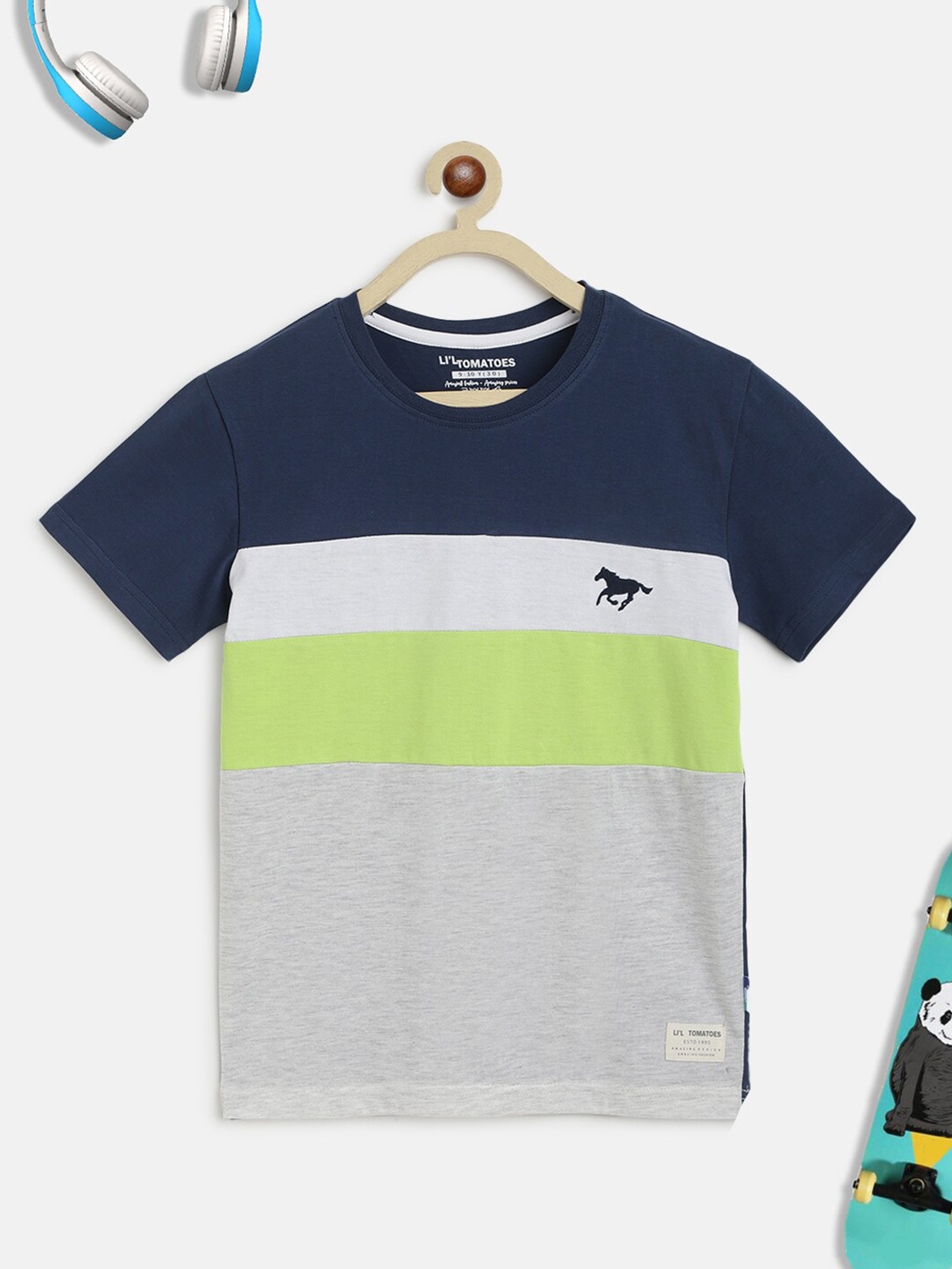 

Lil Tomatoes Boys Blue Colourblocked T-shirt