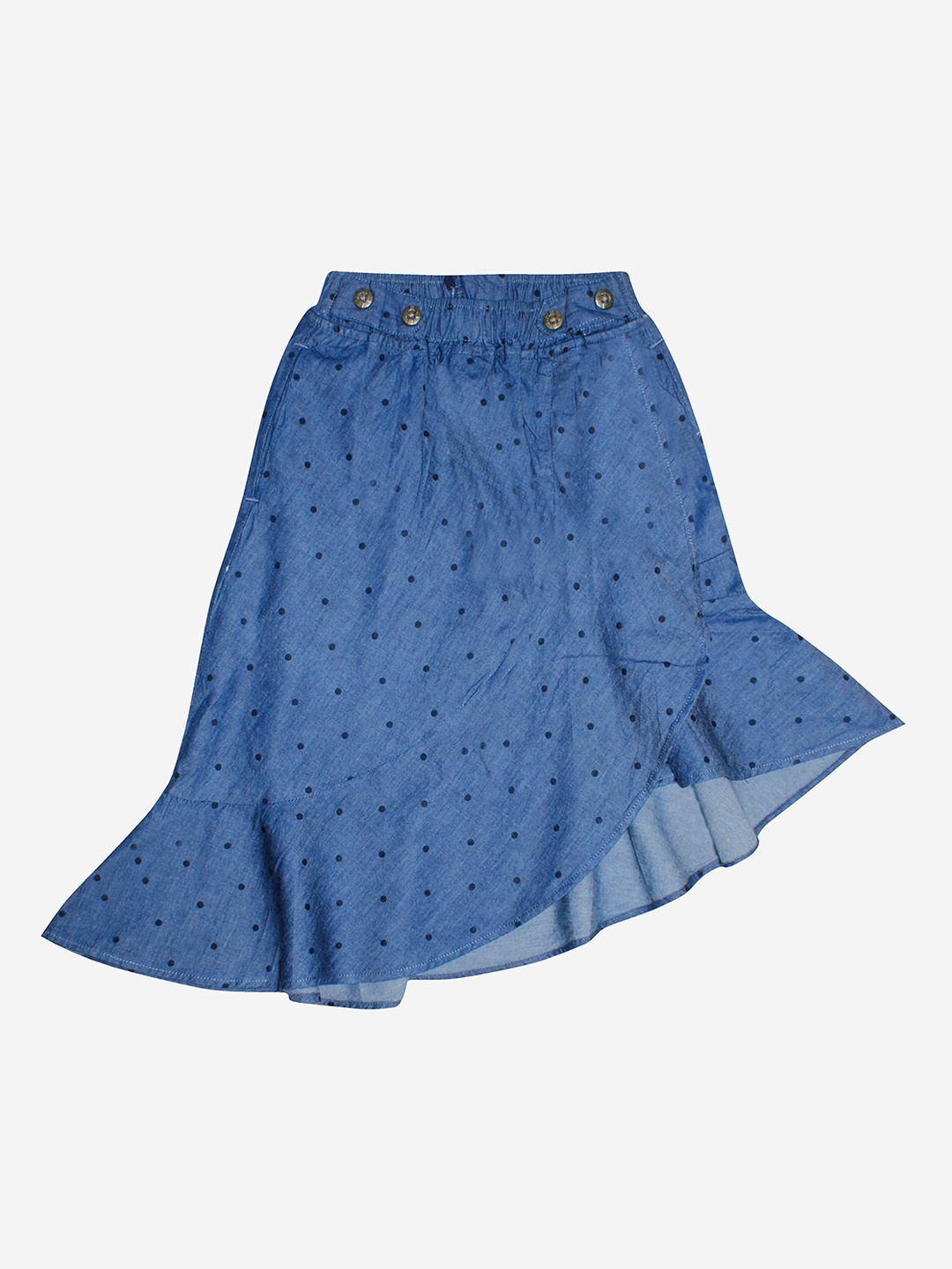 

KiddoPanti Girls Solid Denim Blue Skirts