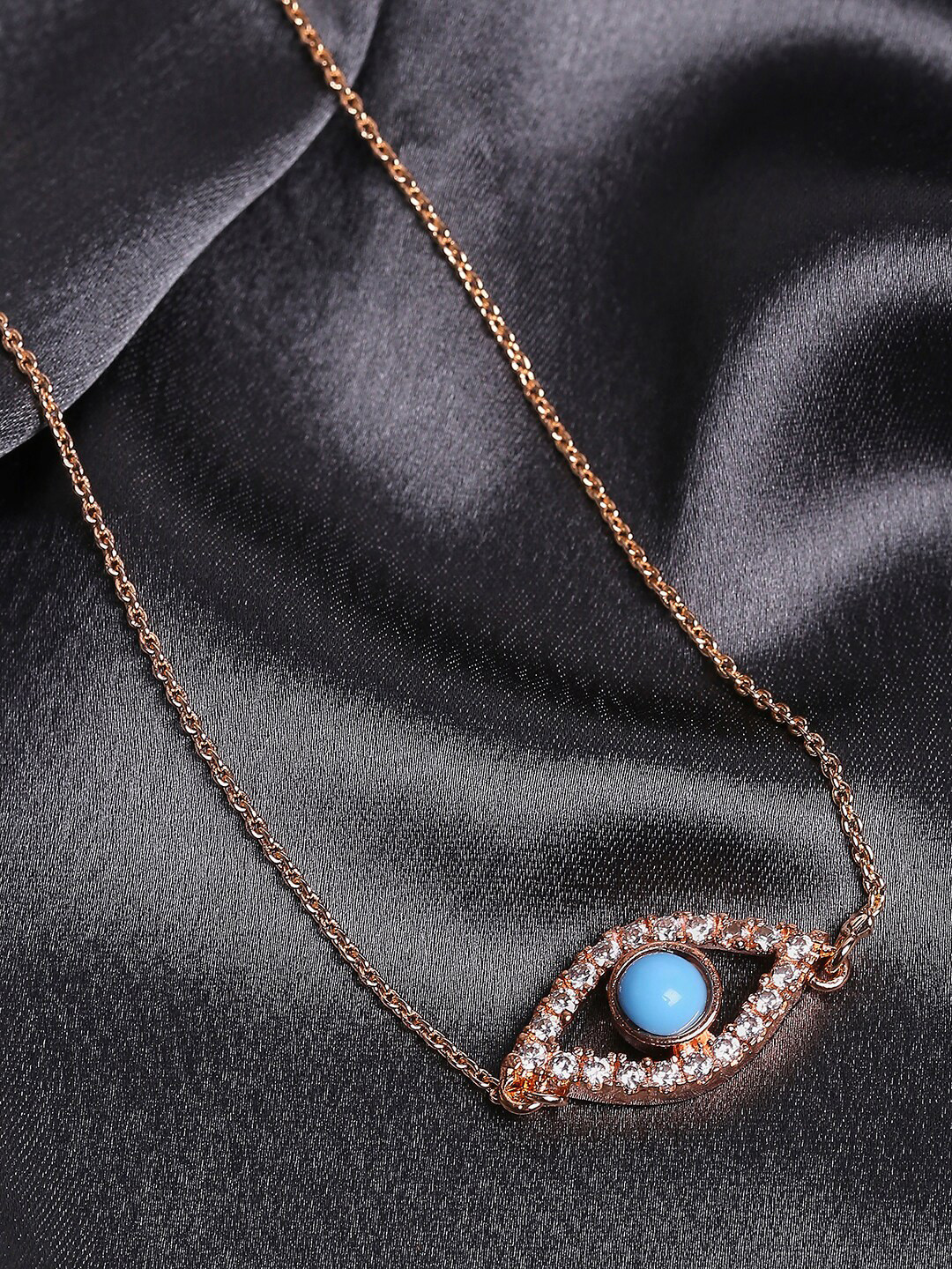 

HOT AND BOLD Gold-Toned & Blue Gold-Plated Evil Eye Necklace