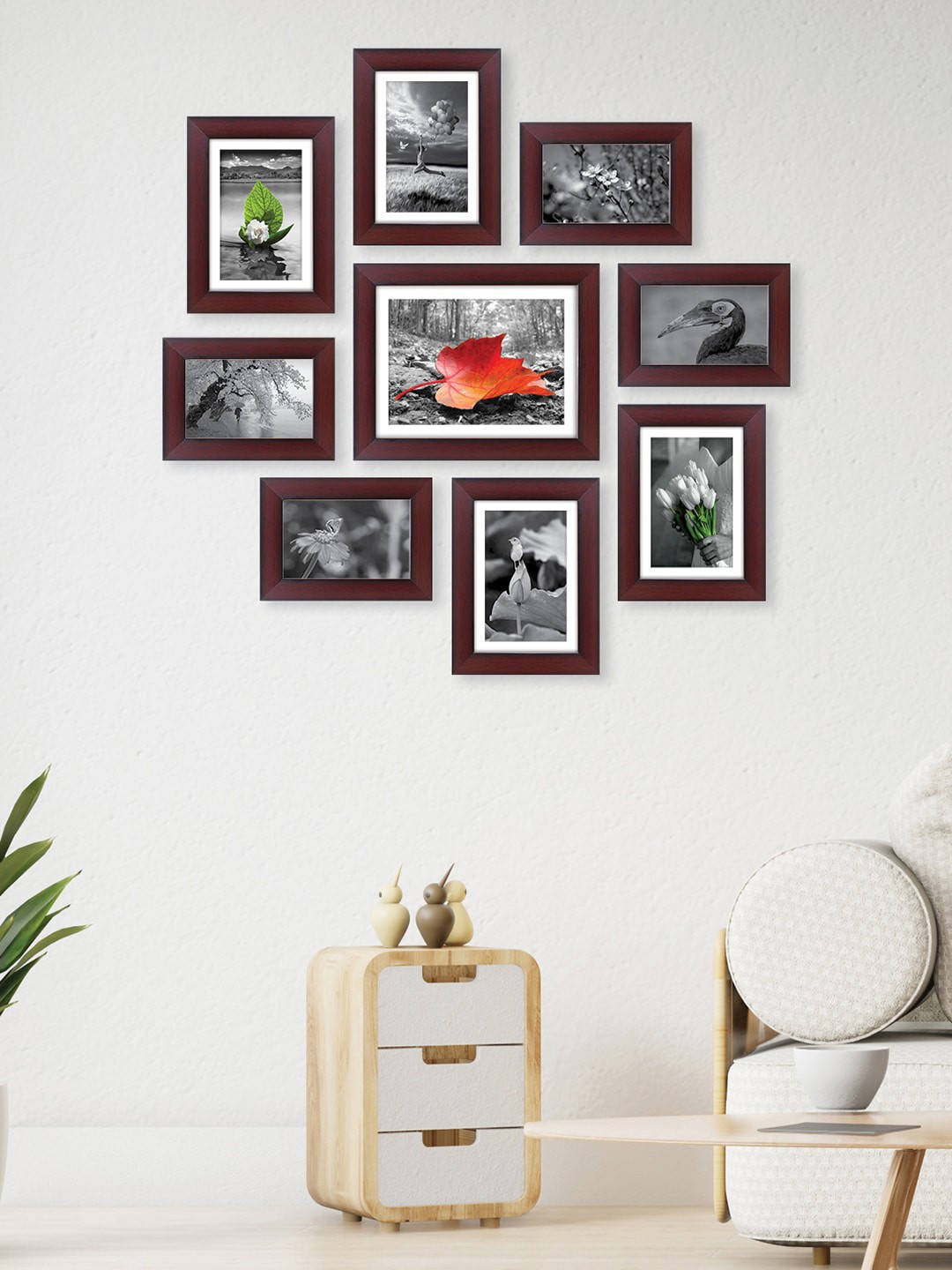 

RANDOM Set of 9 Brown Solid Collage Photo Frames