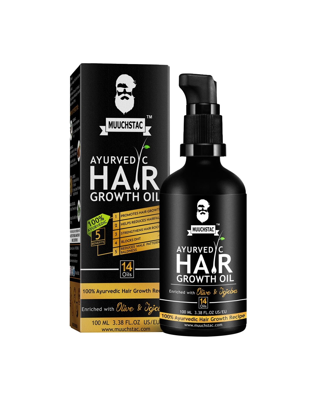 

MUUCHSTAC Ayurvedic Hair Growth Oil 100 ml, Black