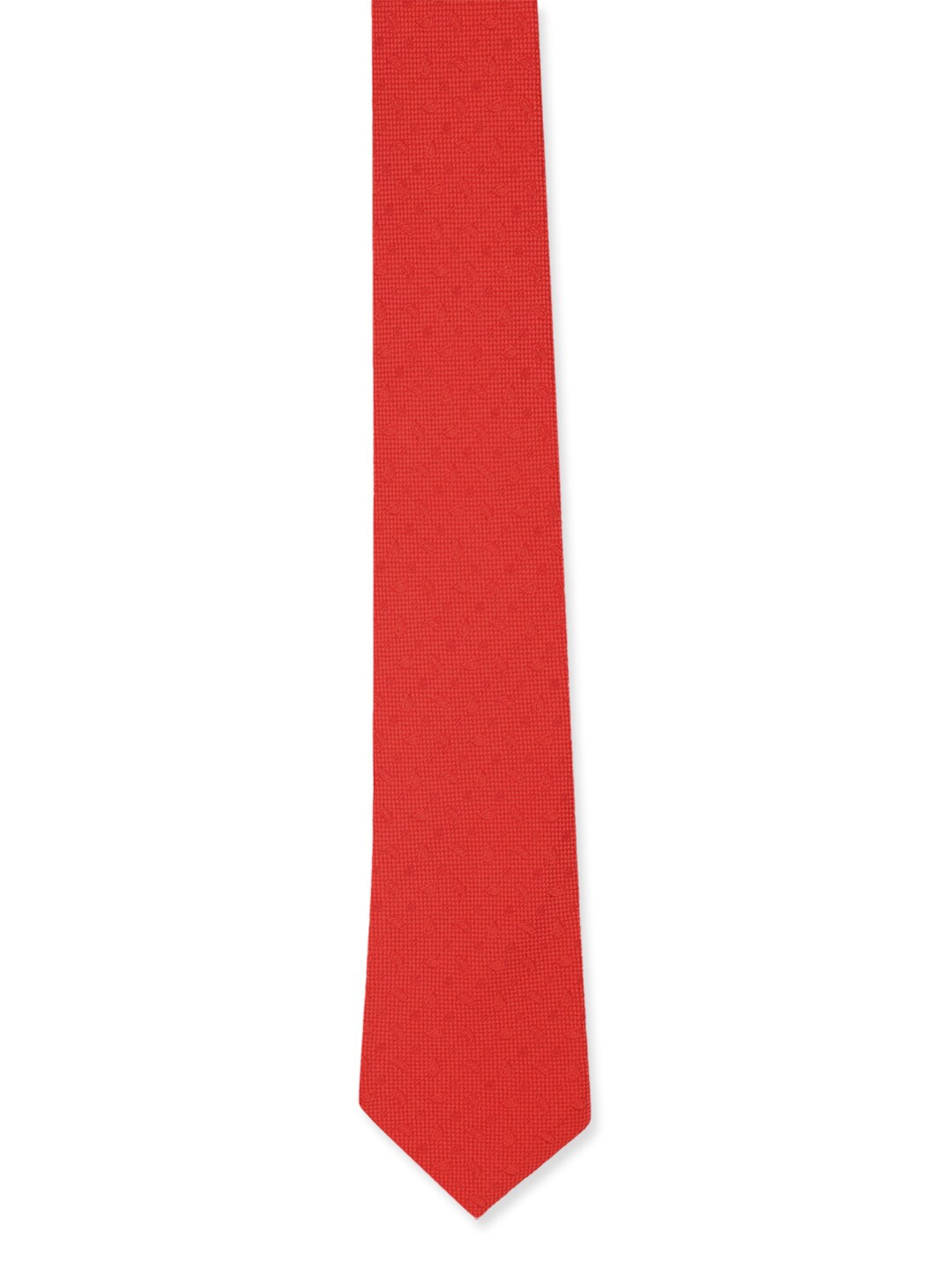 

Peter England Men Red Woven Design Broad Tie