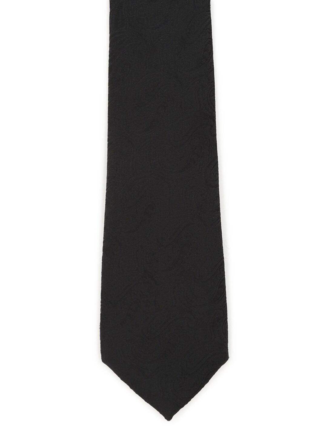 

Peter England Men Black Woven Design Broad Tie