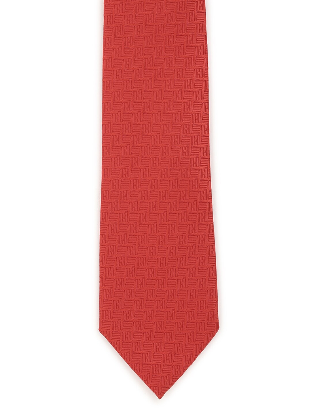 

Peter England Men Red Woven Design Broad Formal Tie