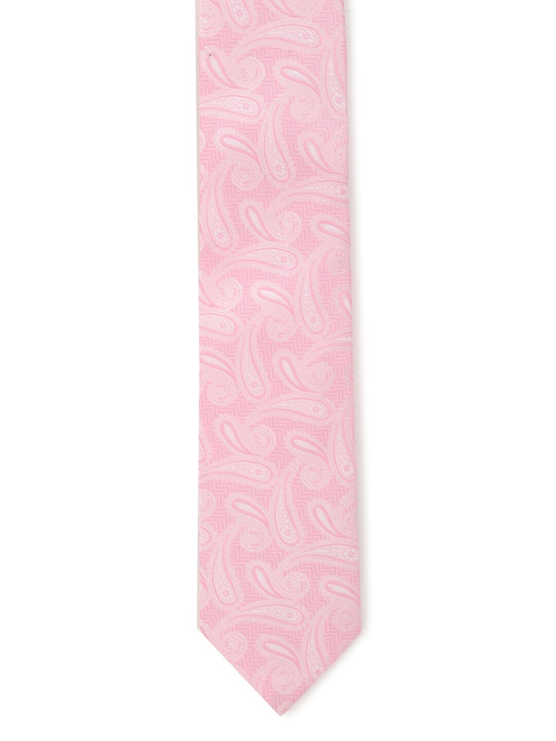 

Peter England Men Pink & White Woven Design Broad Tie