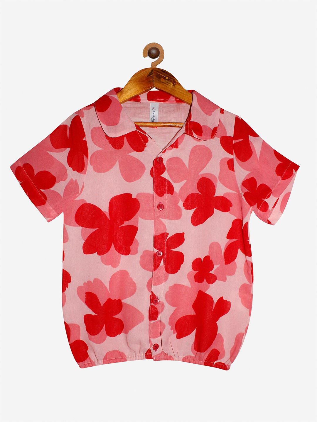 

KiddoPanti Girls Red Floral Print Georgette Top