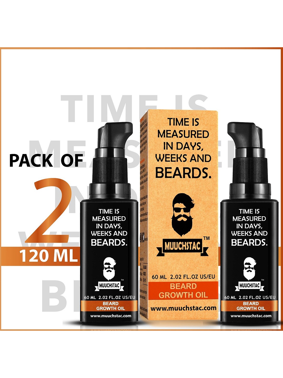

MUUCHSTAC Set of 2 Beard Growth Oils - 60 ml Each, Black